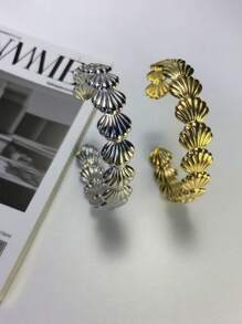 1 件不锈钢海星手链，时尚银色/金色袖口手链，女士珠宝