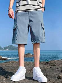 1pc Tween Boy Casual Sports Outdoor Pocket Shorts With English Letter Print, Spring/Summer