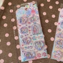 Vintage Manga Girl 3D Diamond Shake Water Injection Adhesive Sticker Journal Phone Case Decorative Sticker - Color - View 5