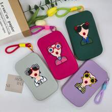 Large Size Silicone Makeup Bag With Colorful Handle Strap, Waterproof Toiletry Cosmetic Organizer Pouch For Passport, ID Cards, Phone,For Holiday Beach, Bathroom Collection, Bedroom Collection, Large Capacity