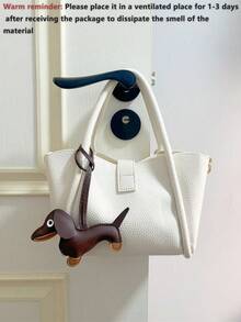 1 pieza Accesorio de mochila, bolso de hombro, bolso cruzado, bolso de mano, llavero, accesorio para auto con perro salchicha de PU de colores llamativos y divertidos, adecuado para estudiantes universitarios, mujeres, hombres, uso diario, viajes, novias, madres, pequeños regalos - Café integral - Ver 5