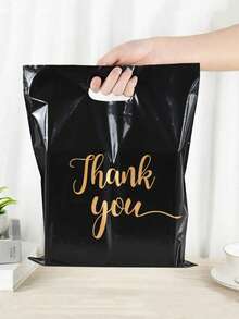 50 Piece Black Thank You Gift Wrap Bag - Black 50pcs - View 1