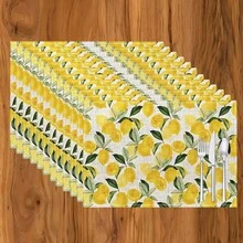 1 buc/4 buc/6 buc covorașe de masă din in cu imprimeu de lămâie, potrivite pentru masă, decor pentru toate anotimpurile, covorașe de masă moderne lavabile, decor pentru cameră, suporturi pentru pahare, covorașe de bucătărie, decorațiuni pentru petreceri de interior și exterior, decor pentru casă, cadou ideal - Multicolor - Vizualizare 10