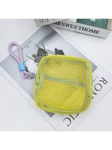 Pochette étanche pour cosmétiques 2025 Dopamine Tofu avec design en maille, grand sac d'articles de toilette de voyage pour produits de maquillage et d'hygiène | Étui de rangement à compartiments multiples avec fermeture éclair et sangle antidérapante. La couleur du nœud est aléatoire.