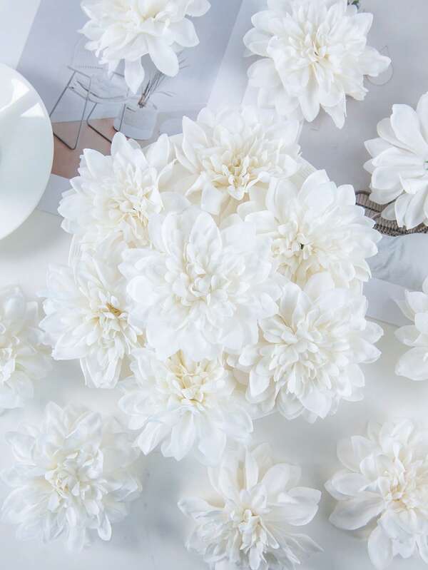 5/25Pcs Pack Hydrangea Artificial Dahlia Flowers, Silk Hydrangea Flowers, Artificial Flowers Heads For Home Wedding Party Decorations, Garland Decor, Bridal Holding Bouquet Decor, DIY Floral Arrangement Decor, Mother's Day, Birthday, Gift