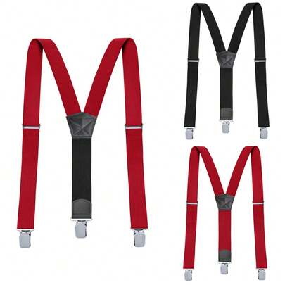 3.8 Cm And 5cm Wide Men's Suspender With High Elasticity And Adjustable 3 Strong Clip Suspenders, Heavy-Duty Y-Shaped Back Pants Suspender, Ideal Choice For Gifts Autumn-Winter Accessories Halloween Costume,Suitable For Teens, Youth,Men,Casual, Outdoor, Athletic, Vacation, Graduation Gifts, Birthday, Daily Wear