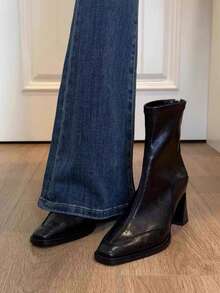2025秋冬法式修身踝靴，女士高跟短靴，修身显腿长，时尚靴子，新款，大码