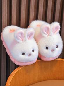 Children's Slippers 2025 Autumn/Winter New Style, Girls' Cute 3D Embroidery Soft Plush Indoor Home Slippers, Warm Thick Comfortable Sole