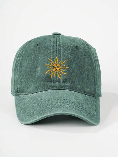 1pc Embroidered Sun Outdoor Baseball Cap, Vintage Washed Unisex Trucker Hat, Breathable Adjustable Golf Sun Hat For Women And Men, Y2K Couple Sun Hat