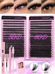 544/640 Stücke Wimpernbüschel D-Locken Einzelwimpern, mit Kleber und Versiegelung, Augenbrauenpinsel, Pinzette Set für Anfänger, weich und natürlich aussehende Kunstwimpern zum Vergrößern der Augen, dicke & natürlich flauschige DIY segmentierte Wimpern für verschiedene Augen-Make-up-Looks, Wimpern+Wimpernverlängerungs-Kleber+Pinzetten Set einfach zu verwenden, Starter-freundlich, flauschiger dichter Kunstwimpern-Set, geeignet für Alltag, Outdoor, Date, Augen-Make-up, Studenten Rückkehr zur Schule Geschenk Wimpernbüschel Set, Wimpern, Kunstwimpern