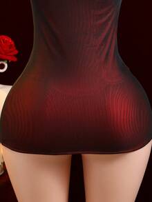 Women's New Y Tulle Translucent  Dress, Red Rose Temptation Hip Dress, Women's Y  High-End Suit, Passion Temptation Short Skirt Suit - Đen và đỏ - Xem 6