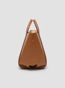 1 件新款纯色 PU 时尚托特包，女士手提包，单肩包，简约通勤多功能大容量手提包，高品质时尚女学生单肩包 - 棕色 - 查看 3