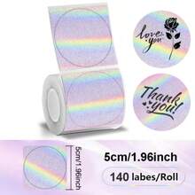New Non-Adhesive Thermal Stickers Compatible With Phomemo M220/M110/M108, Square, Round, Color, Holographic Laser Thermal Label Paper,School Supplies,Back To School