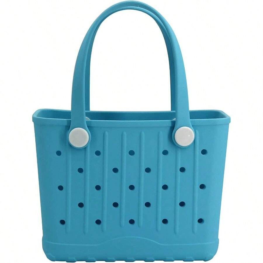 Rubber Tote Bag Small Beach Bag Waterproof Travel Bags Washable Tote Portable Open Handbag For Sports Beach Boat Outdoor - Hồ xanh - Xem 1