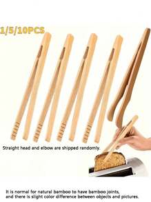 1/5/10 قطعة ملقط خبز خيزران قابل لإعادة الاستخدام، مناسب للمطبخ وأوقات الشاي - مثالي للفاكهة والخبز والمخللات والطهي!