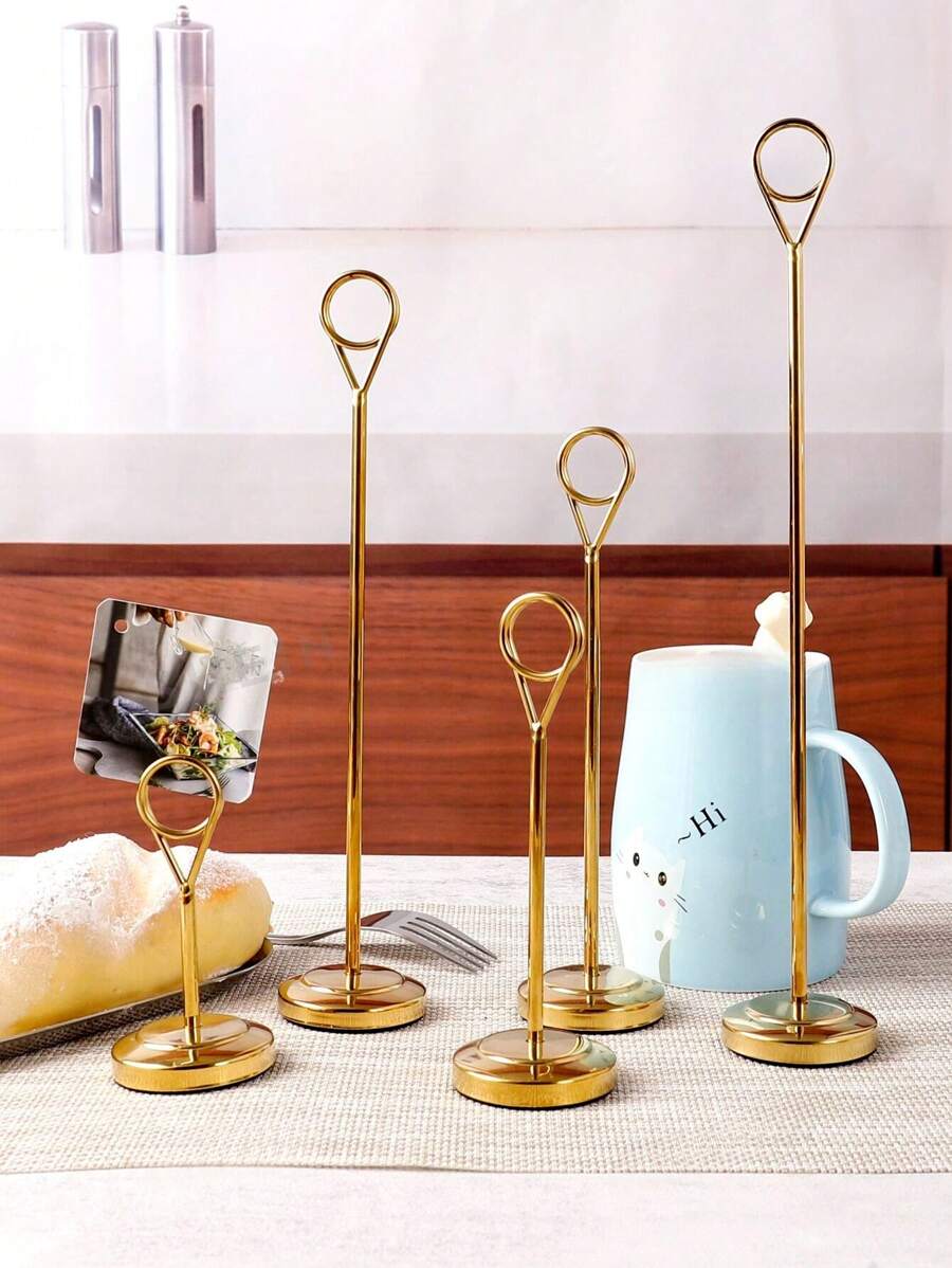 圆形菜单架 不锈钢镀金 1个 - 金色 - 查看 1