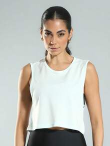 FITNATION Cropped Fitness Tank Top With DRYFIT Technology, Ideal For All Sports - Màu xanh Bạc hà - Xem 2