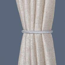 2 件套磁性窗帘绑带，窗帘磁扣装饰绳夹，家居和办公室窗户绑绳夹 - 灰色 - 查看 3