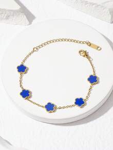 1件 时尚不锈钢幸运四叶草女士手链 - 彩色 - 查看 4