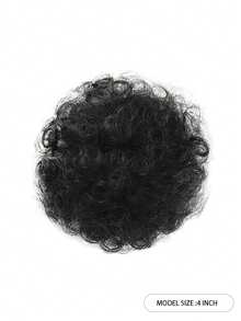 2pcs 4inch Hairpin Style Hair Buns,Afro Puffs Kinky Curly Chignon ,Natural Black Synthetic Wigs Suitable For Daily Wear