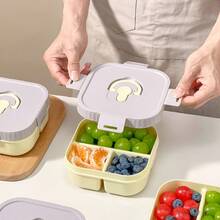 900ml Caja de almuerzo portátil cuadrada de plástico con 2/3 compartimentos, con asa, apta para microondas, sellada y a prueba de fugas, contenedor de ensalada de frutas, caja bento dividida de gran capacidad reutilizable, adecuada para estudiantes y adultos en la escuela, oficina, campamento al aire libre, picnic, viaje, vuelta al colegio