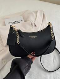 1 pieza Bolso de hombro de piel de PU de unicolor. Es un bolso de gran capacidad simple y elegante, un bolso de mensajero para ir a la oficina, y un bolso de mano pequeño para uso diario en la oficina. Adecuado para chicas, estudiantes universitarias, principiantes y trabajadoras de cuello blanco. Muy apropiado para la oficina, la universidad, el trabajo, los negocios, los desplazamientos, las actividades al aire libre, los viajes y las salidas.