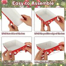 4pcs Christmas Food Snack Trays, Disposable Paper Trays With Santa Claus, Reindeer And Snowflake Patterns, Suitable For Holiday Parties And Tailgates, Christmas Gift Bags