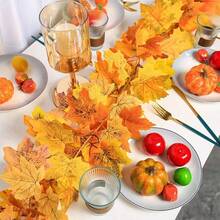 1-10 piezas de enredadera artificial de hojas de arce de otoño, planta falsa, decoración de otoño, hojas de enredadera adecuadas para Acción de Gracias, Halloween, vacaciones y decoración de bodas - Albaricoque - Ver 7