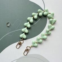 Fashion Solid Color Acrylic Peach Mobile Phone Lanyard Valentine's Day Heart Handmade Beaded Phone Strap