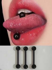 3/6件装透明黑白亚克力UV柔性舌钉，乳白色美甲多功能穿刺钉，时尚朋克极简风格，适合日常佩戴和派对，男女通用