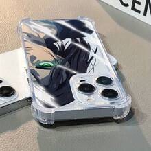 Étui de téléphone Eren Ado de style anime, convenant pour iPhone 16 16e 15 14 13 12 Mini 11 Pro Max X XR XSMAX 8 7 E Plus. Coque arrière transparente ultra-fine et antichoc aux quatre coins, style minimaliste créatif dans le style INS - Vert - Voir 6