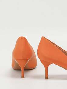 Women's Formal Shoes Green Low Heel Shoes, Comfortable Stiletto Heel Wedding Shoes, Slip-On Bridal Heels, Pumps, Fall, Autumn, Elegant Women's High Heels, Closed Toe High Heels, Small High Heels, Women's High Heel Shoes - Orange - View 3