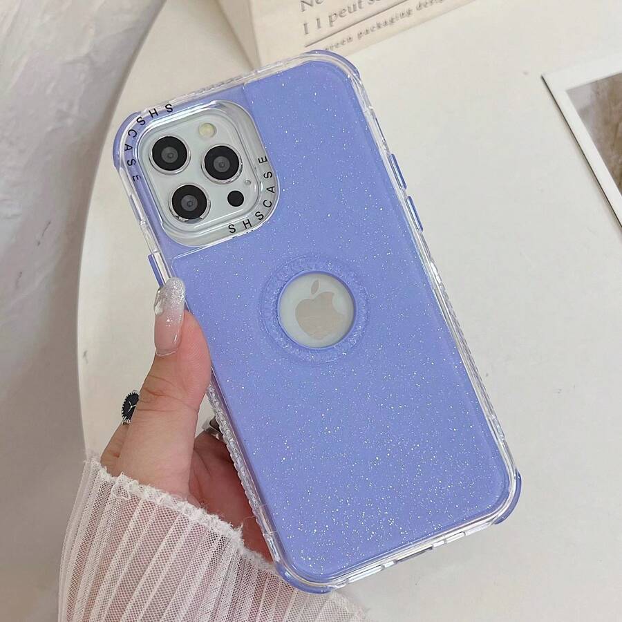 MZ015 SHS FUNDAS 3EN1 CANDY GLITTTER para celular carcasa protectora case cover anti golpes diseño brillos neón moda - Lila Púrpura - Ver 1