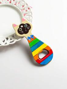 1pc Customizable Cute Cat Or Dog Head Embossed Gold Foil Art Dual-Use Bottle Opener And Fridge Magnet For Home Decoration, Daily Use Or Festival Gifts Birthday Graduation