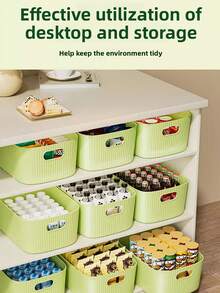 Có sẵn theo gói 1/2/3 chiếc với các màu vàng sữa, trắng và xanh lá cây, thích hợp để đựng đồ dùng trên bàn làm việc. Phù hợp để đựng mỹ phẩm, đồ dùng linh tinh, đồ ăn nhẹ, đồ chơi, v.v. Cũng có thể dùng làm giỏ đựng đồ, hộp đựng đồ dùng văn phòng, giỏ đựng đồ hình chữ nhật hoặc hộp đựng đồ dùng văn phòng. Có ba kích cỡ để lựa chọn. - Nhiều màu - Xem 7