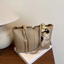 Nueva bolsa de hombro versátil de unicolor de lujo para mujer - Caqui - Ver 1