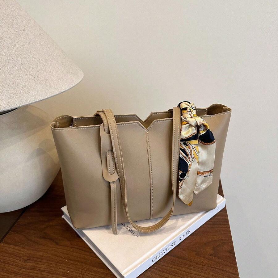 Nueva bolsa de hombro versátil de unicolor de lujo para mujer - Caqui - Ver 1