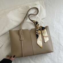 Nueva bolsa de hombro versátil de unicolor de lujo para mujer - Caqui - Ver 3