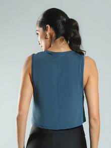 FITNATION Cropped Fitness Tank Top With DRYFIT Technology, Ideal For All Sports - 水鴨藍 - 查看 3