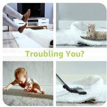 Cavise 12 Pcs Rug Tape, Non Slip Rug Pads Grippers For Hardwood Floors And Tiles, Reusable Carpet Tape For Area Rugs, Double-Sided Adhesive Rug Stickers Keep Corners Flat (Black)