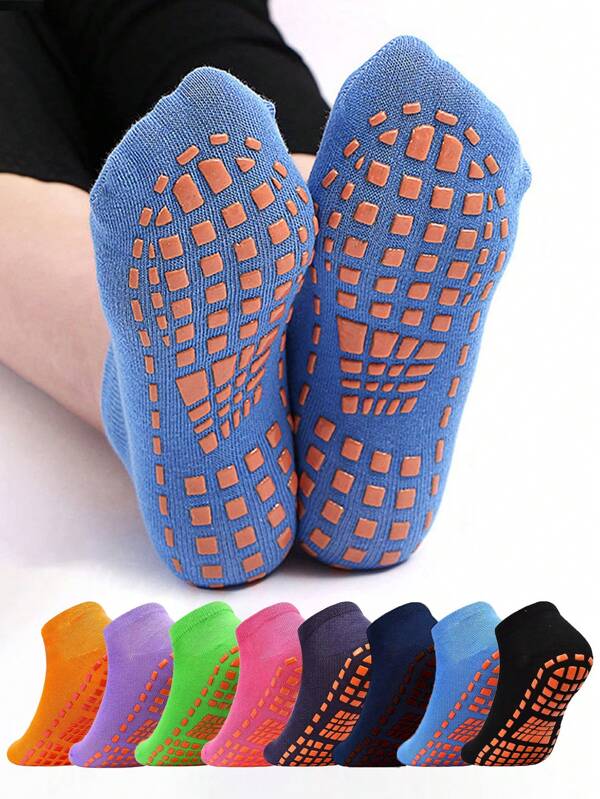 1/4 Pairs Unisex Silicone Non Slip Grip Trampoline Socks For Women's And Men's Hospital Yoga Pilates Indoor Sports, For Gym