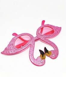 1pc Unisex Flamingo Beach Party Sunglasses, Selfie Prop Flamingo Hawaiian Decorative Glasses, Creative Flamingo Shaped Costume Glasses Halloween