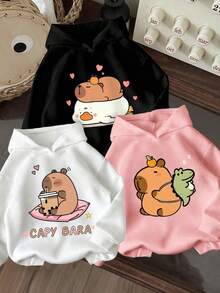 3件套幼儿女童卡通图案保暖连帽卫衣 - 彩色 - 查看 1