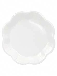 10 piezas/20 piezas/50 piezas Platos de papel rojos de 7 pulgadas con borde ondulado, platos de cena rojos con forma floral de 9 pulgadas, decoraciones elegantes de mesa para fiestas, bodas, baby shower, cumpleaños, Navidad, Año Nuevo, platos para pasteles, artículos para fiestas - Blanco - Ver 7