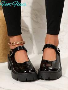 Foot Flair Women Mary Jane Platform Thick Block Heel Work, Wedding, Ankle Strap Y2K Goth Lolita Oxford Comfortable School Uniform Dress Shoes, Size Runs Small - Order One Size Up