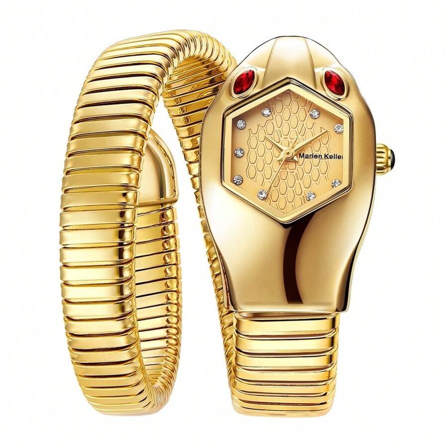 新款女士蛇形手镯水晶手表不锈钢手链时尚女孩石英腕表Religios Reloj Montre Femme - 彩色 - 查看 1