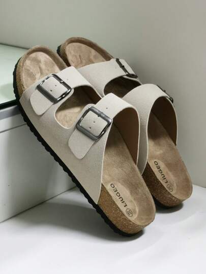 Fashionable Sandals With Soft Cork Sole, Comfortable Insole, Slip-On Mule Slides, Summer Outdoor Beach Walking Sandals, Unisex Couples Shoes