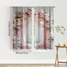 2 tấm rèm in hoa hồng màu hồng thanh lịch - Thiết kế hoa văn với họa tiết hoa hồng trắng và kem, 100% polyester, kiểu may túi luồn thanh treo dễ dàng, có thể giặt máy, thích hợp cho phòng ngủ, phòng khách, nhà bếp, phòng tắm - Trang trí nhà cửa phong cách và tăng cường sự riêng tư, rèm cửa cho phòng ngủ, rèm chắn sáng. - Nhiều màu - Xem 16