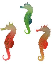 1/3 piezas Caballitos de mar que brillan en la oscuridad, decoración simulada de TPU para acuarios de peces - decoración de paisaje de caballitos de mar de silicona fluorescente para pecera - Multicolor - Ver 17