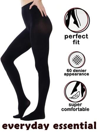 1/2 Pairs Women's 80D Opaque Skinny Tights, Soft Solid Color Pantyhose, High Waist Thigh High Socks. JK Lolita School Style, Suitable For Cute Girls, Daily Wear Christmas Gift